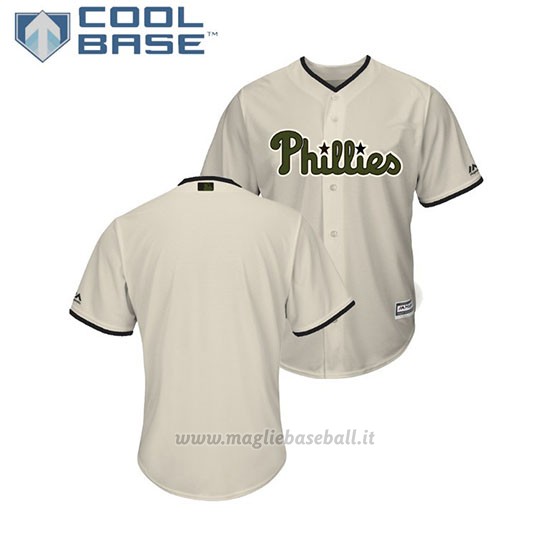 Maglia Baseball Uomo Philadelphia Phillies 2018 Dia de los Caidos Cool Base Crema